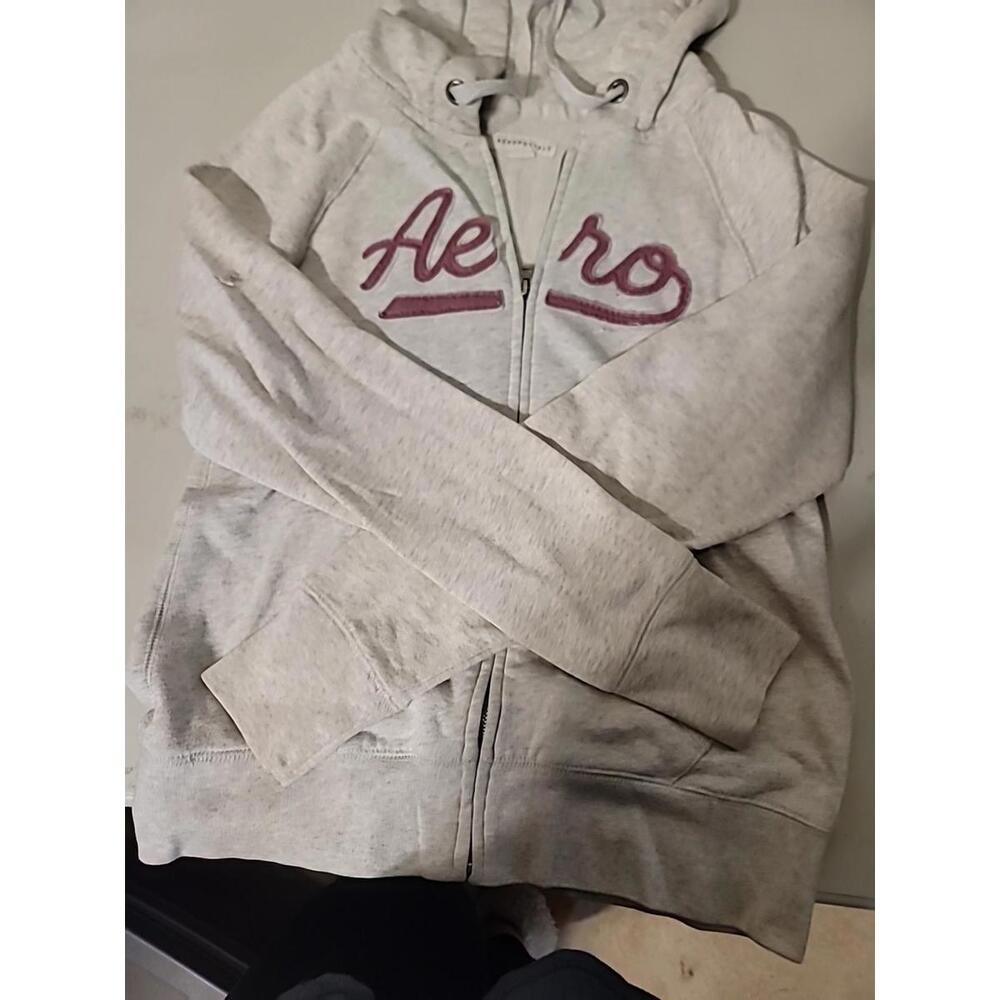 Aeropostale Aero Sweater Zip Up Womens Size SM Hoodie Gray
